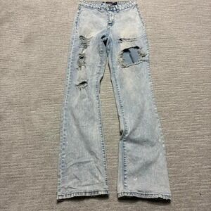 Dollhouse 2k 2000s light wash denim low rise relaxed flared bootcut grunge jeans